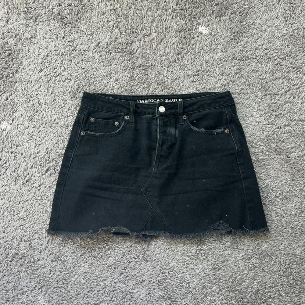 black denim mini skirt